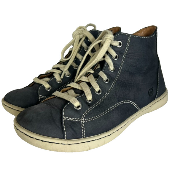 Born Sneakers Womens Size 6 Blue Suede High Top Leather Lace Up - Picture 3 of 11